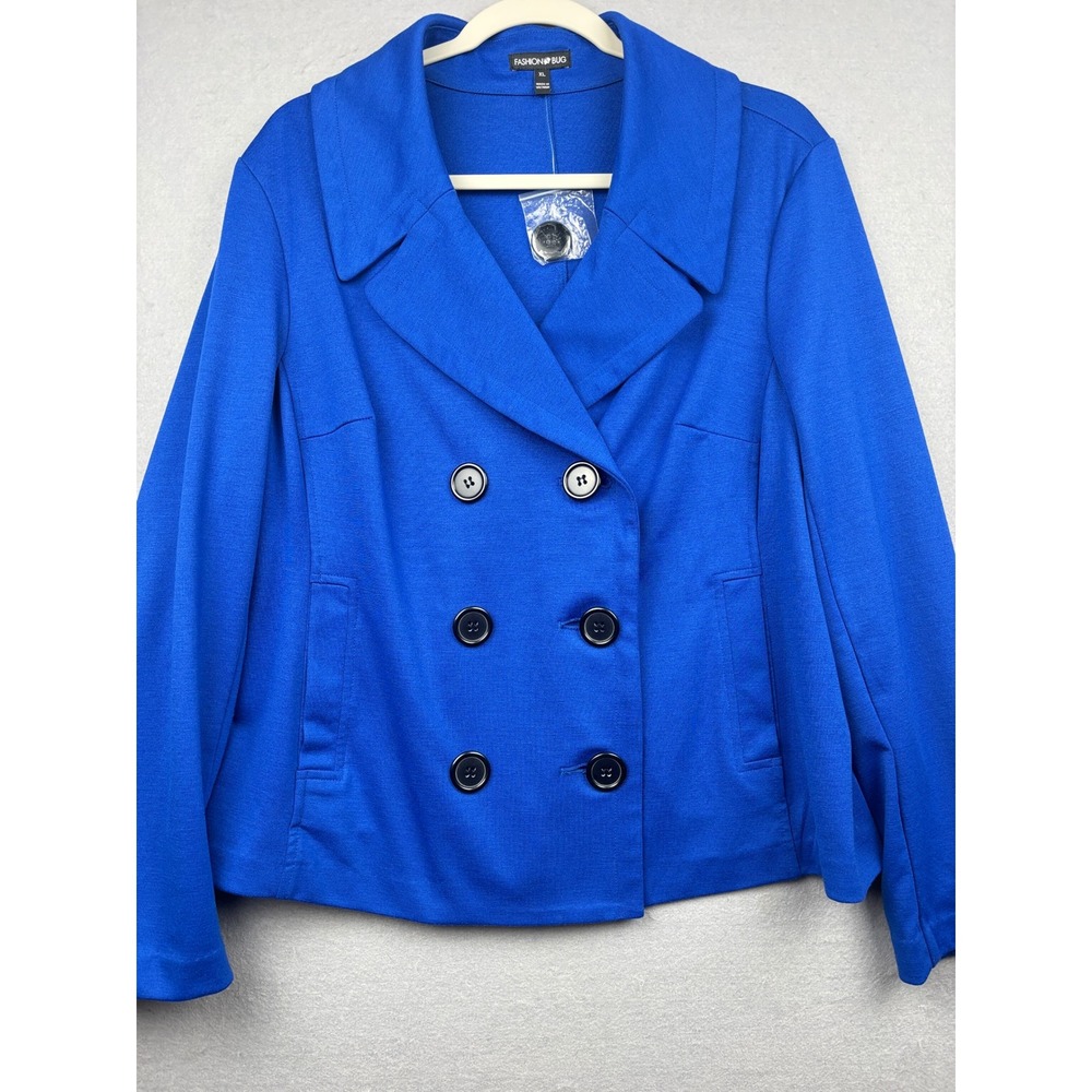 Fashion Bug Pea Coat Womens XL Double Breasted Stretch Knit Jacket